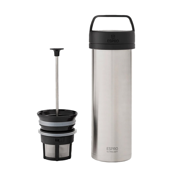 ESPRO P0 Ultralight Travel Coffee Press - Silver Brushed